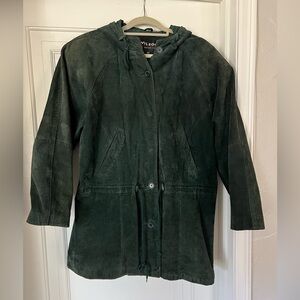 Vintage Wilsons Leather Green Suede Coat – Hooded Parka – Women’s Medium jacket